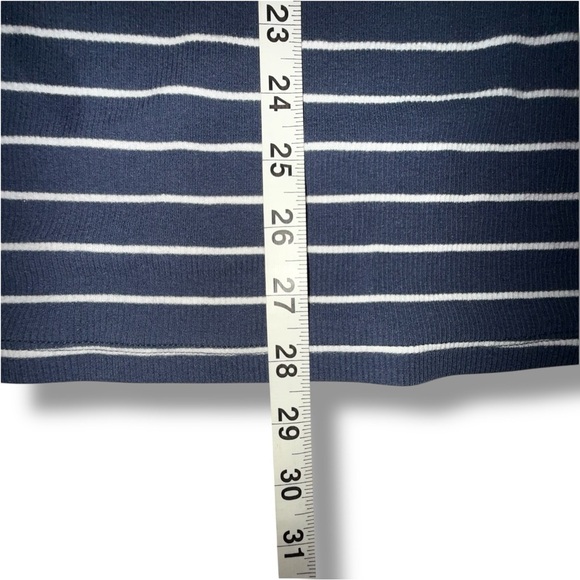 LANE BRYANT Classic Sleeveless Mock Neck Ribbed Tank - 18/20 Navy/White Stripe - Picture 6 of 14